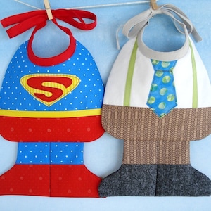SALE PDF ePattern Super Baby and Little Man Baby Bib Sewing Pattern image 1