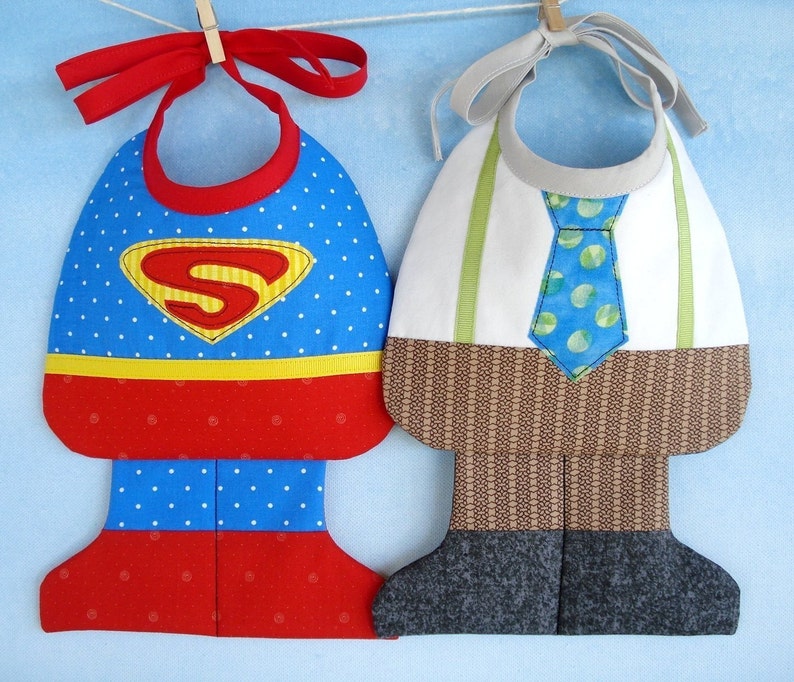 SALE PDF ePattern Super Baby and Little Man Baby Bib Sewing Pattern image 1