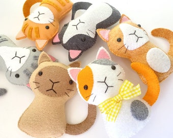 Felt Kitty Cat Softie Toy Sewing Pattern - Tutoriel - PDF ePATTERN - Kitty Cat Kitten - 6 styles types designs DIY e pattern couture à la main