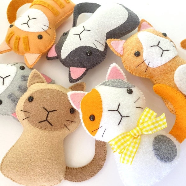 Felt Kitty Cat Softie Toy Sewing Pattern - Tutorial - PDF ePATTERN - Kitty Cat Kitten - 6 styles types designs DIY e pattern hand sewing