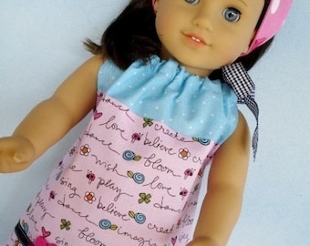 18 inch Doll Sewing Pattern - Pillowcase Dress, Shirt, Nightgown and Kerchief Hat - PDF e-Pattern DIY 18" Doll Clothes Sewing Pattern PDF