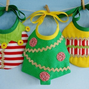 Christmas Baby Bib Sewing Pattern for Elf, Tree and Ornament PDF ePattern image 1