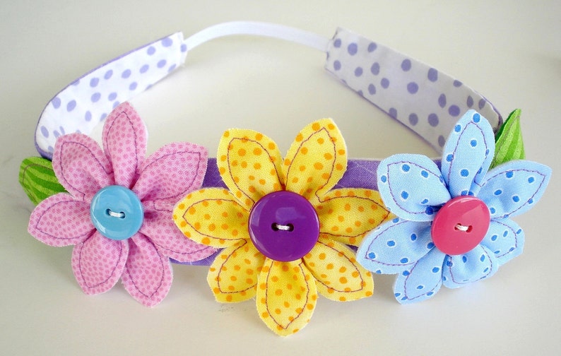 Sewing Pattern Flowers, Leaf & Narrow Headband PDF e-Pattern image 1