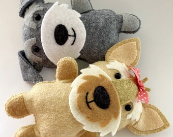 犬用ソフトフェルト製裁縫パターンおもちゃ - シュナウザー - ヨーキー