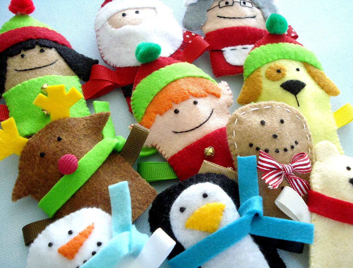 Felt Christmas Sewing Pattern - Felt Christmas Finger Puppets Sewing ...