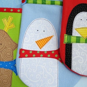 Christmas Stocking Sewing Pattern for Penguin, Snowman and Reindeer Stockings and Applique Designs PDF ePattern image 4