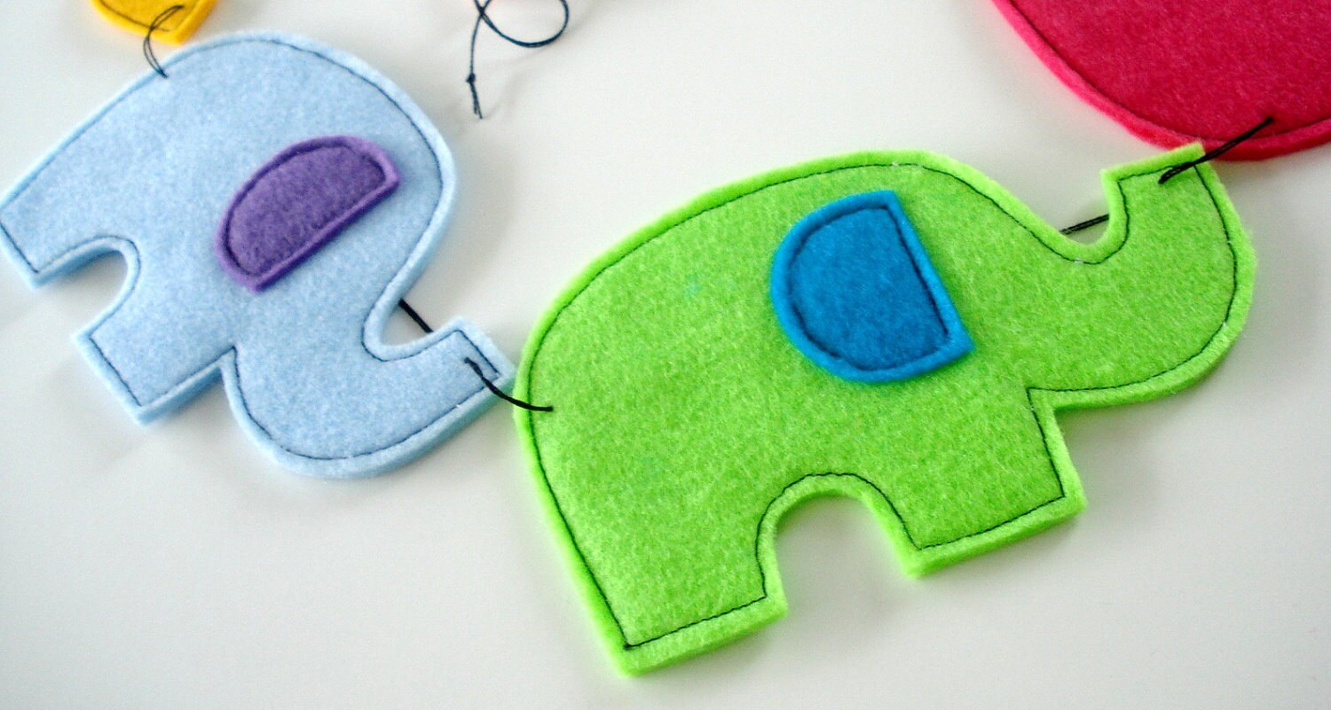 Felt Elephant & Pennant Banners Sewing Pattern - PDF Epattern - Etsy
