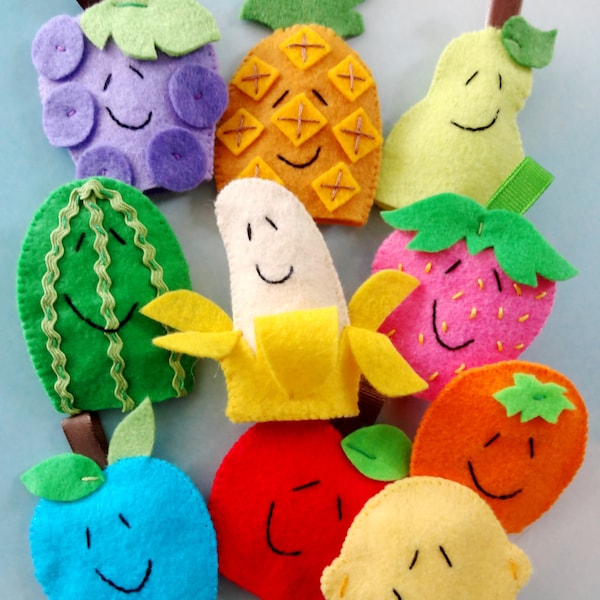 Felt Fruit Finger Puppets Sewing Pattern - PDF ePATTERN