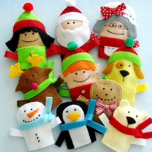 Felt Christmas Sewing Pattern - Felt Christmas Finger Puppets Sewing Pattern - PDF ePATTERN