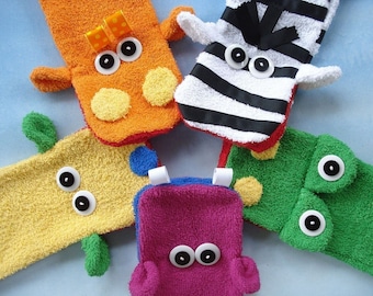 Toy Sewing Pattern for Wash Cloth Hand Puppets - PDF e-Pattern