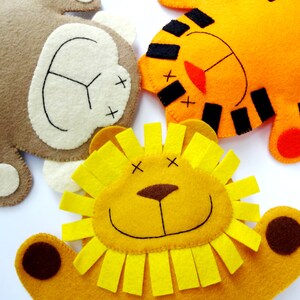 SALE PDF ePATTERN for Lion, Monkey & Tiger Felt Hand Puppets image 2