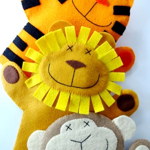 SALE PDF ePATTERN for Lion, Monkey & Tiger Felt Hand Puppets image 3