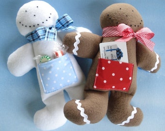 Christmas Gingerbread Man Toy Sewing Pattern - PDF ePATTERN and Snowman Doll-Gift Holders