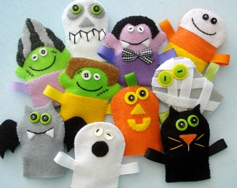 Halloween Felt Finger Puppets Sewing Pattern - PDF ePATTERN