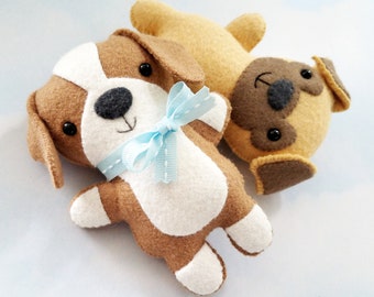 Dog Softies Felt Sewing Pattern Toy - Pug - Beagle - Tutorial - PDF ePATTERN - e pattern - Hand Sewing Animal