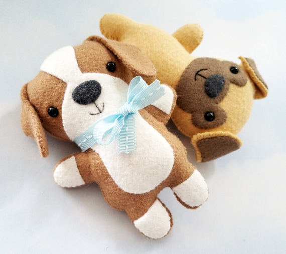 Dog Softies Felt Sewing Pattern Toy Pug Beagle Tutorial PDF Epattern E Pattern Hand Sewing Animal Etsy
