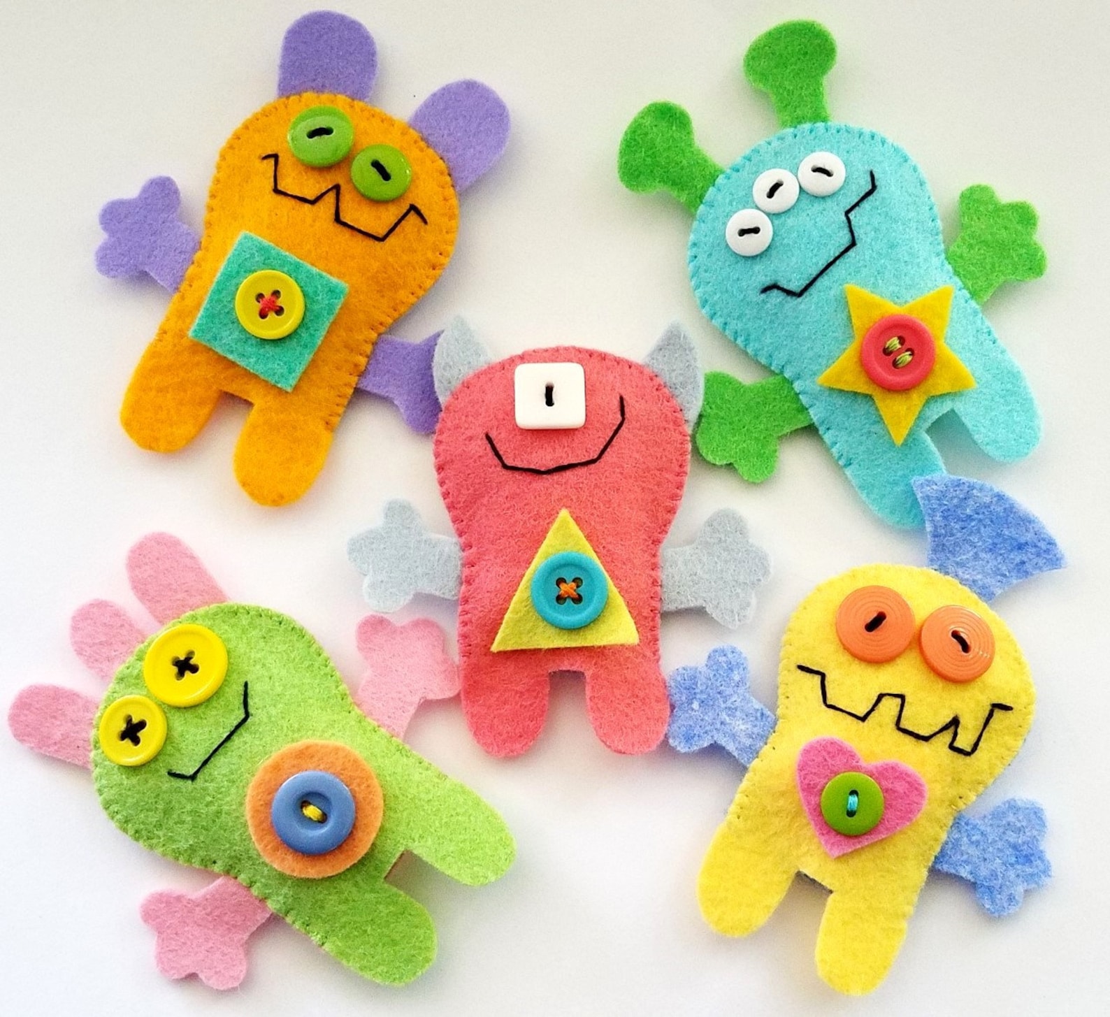 Puppet Pattern Monster Monster Felt Finger Puppets Sewing Pattern - PDF Epattern for Five ...