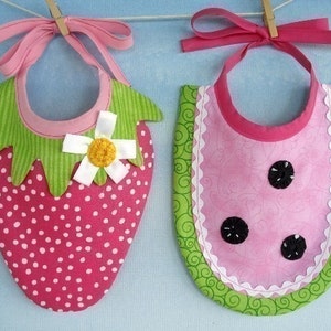 Strawberry and Watermelon Baby Bib Sewing Pattern - PDF ePattern