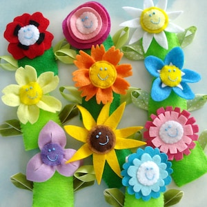 Flower Felt Finger Puppets & Hair Accessories Sewing Pattern PDF ePATTERN image 1