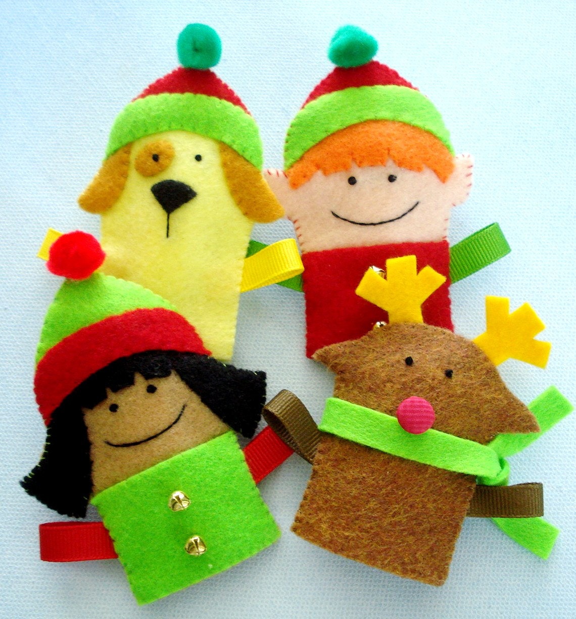 Felt Christmas Sewing Pattern - Felt Christmas Finger Puppets Sewing ...