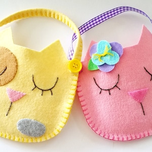 Kitty Cat Felt Purse Pouches PDF Sewing Pattern - PDF e Pattern DIY - Calico Kitten epattern - Party Treat Bag Toy Tutorial
