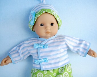 OFERTA - Patrón PDF - Vestido cruzado para muñeca bebé - Camisa, pantalón y gorro de nudo - Ropa para muñecas de 15 a 16 pulgadas