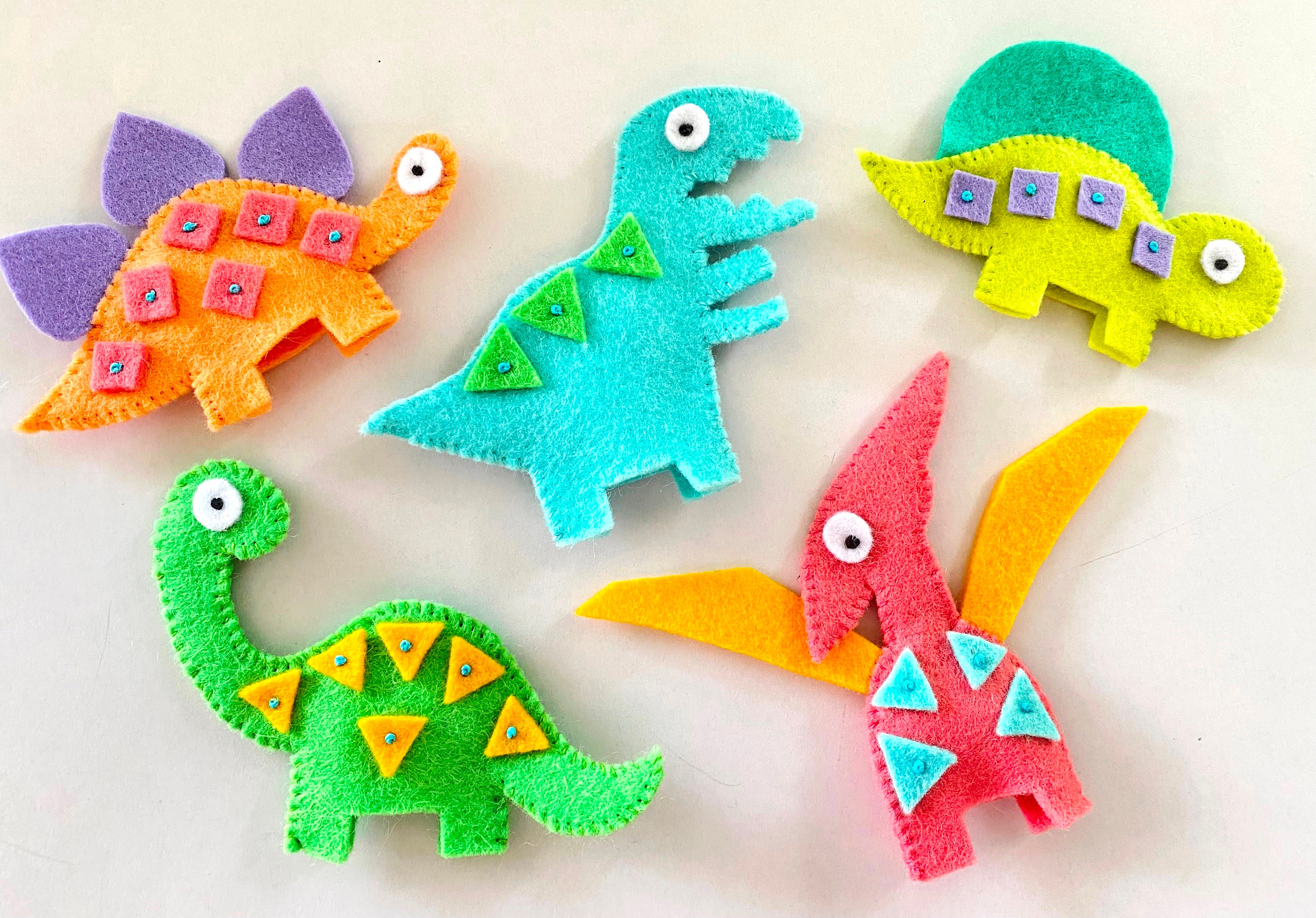 Dinosaur Felt Finger Puppets Sewing Pattern PDF Epattern for Etsy Australia