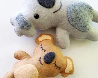 Felt Koala Bear Softies Felt  Toy Sewing Pattern - Tutorial - PDF e PATTERN