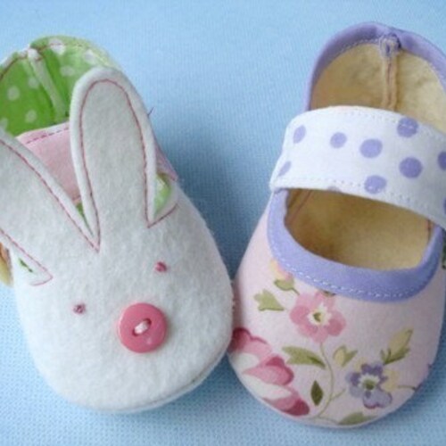 Bunny and Plain Baby Shoes Booties Sewing Pattern Sewing Etsy
