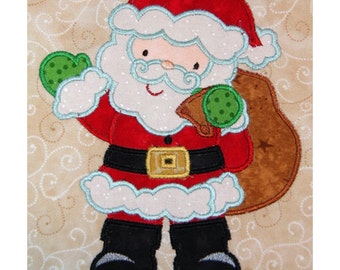 Zenware Standing Santa machine applique embroidery design 4x4 AND 5x7 hoop Both sizes are included INSTANT DOWNLOAD