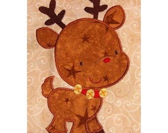 Zenware Reindeer applique machine embroidery design 4x4 and 5x7 Christmas 2 SIZES included INSTANT DOWNLOAD
