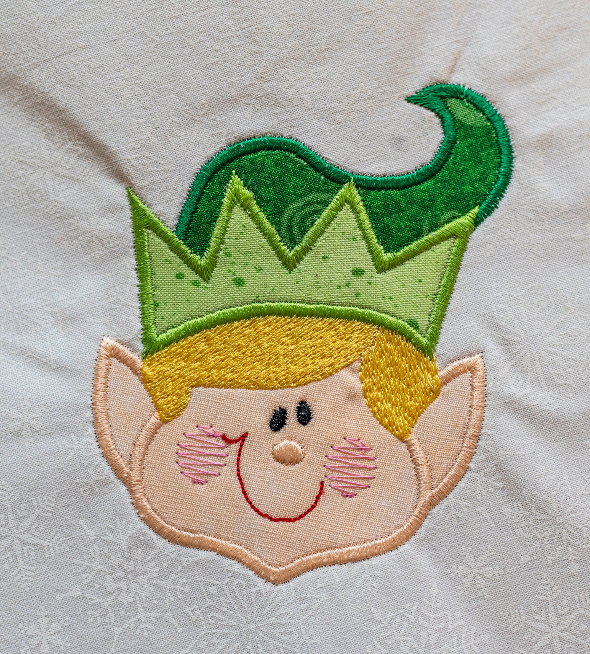 Elf Christmas stocking APPLIQUE machine embroidery design