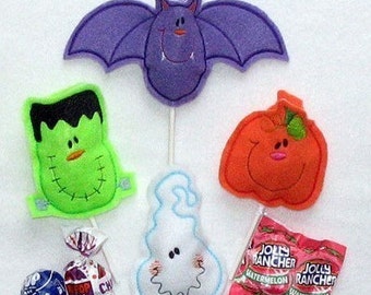 Halloween Sucker Cover set of 4-ghost pumpkin bat and frankenstein cute-DOWNLOAD AFTER PURCHASE