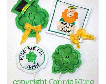 St Patricks day candy cozies and sucker covers set of 4 machine embroidery designs 4X4 hoop size. INSTANT DOWNLOAD!