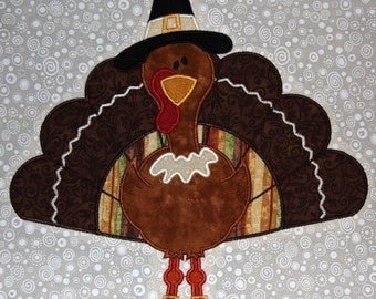 Thanksgiving Turkey applique-machine embroidery design-LARGE-2 hoopings--not for beginners INSTANT DOWNLOAD