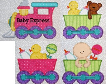 BABY Train set  of 4 designs Applique Embroidery Machine-5x7 hoop cute for boy or girl --INSTANT DOWNLOAD!