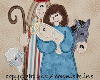 Christmas Cute Nativity applique machine embroidery design large hoop 5x7 and Large hoop size included INSTANT DOWNLOAD