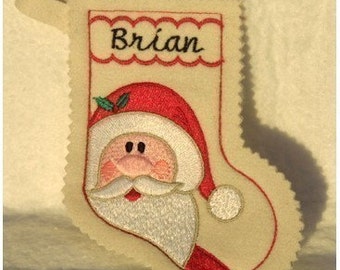 Santa Christmas stocking-embroidery machine design-completely sewn by machine-INSTANT DOWNLOAD