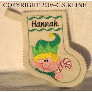 Elf Christmas stocking-embroidery machine design-completely sewn by machine INSTANT DOWNLOAD fillable stocking/gift