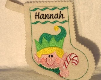 Elf Christmas stocking-embroidery machine design-completely sewn by machine INSTANT DOWNLOAD fillable stocking/gift