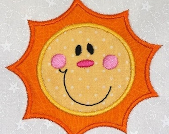 Cute Sunshine machine embroidery applique design 4x4 hoop size Summer Fun--INSTANT DOWNLOAD AFTER purchase