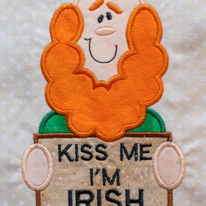 Leprechaun Saint Patrick&#39;s Day Applique Machine Embroidery design - 5x7 hoop size - INSTANT DOWNLOAD