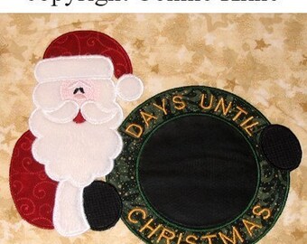 Santa Days until Christmas-machine embroidery applique-chalkboard material-1 hoop and 2 hoop designs included INSTANT DOWNLOAD