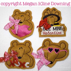 Valentine Frank the Bear candy cozy set of 4 Machine Embroidery designs 4x4 hoop INSTANT DOWNLOAD