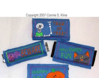 Halloween Candy Bar Covers 5x7 hoop Machine Embroidery designs cat-skeleton-pumpkin-bat INSTANT DOWNLOAD