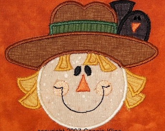 Halloween Fall Scarecrow face applique machine embroidery design 4x4 hoop CUTE INSTANT DOWNLOAD