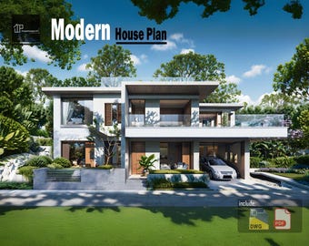 Modern house Plan,5 Bedroom,4 Bathroom,1 garage. 303 sqm/3261 sqft. With Free Original CAD File (Metric & Imperial Units)
