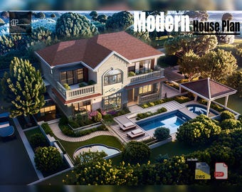 Modern house Plan,6 Bedroom,3.5 Bathroom,276 sqm/2484 sqft. With Free Original CAD File (Metric & Imperial Units)