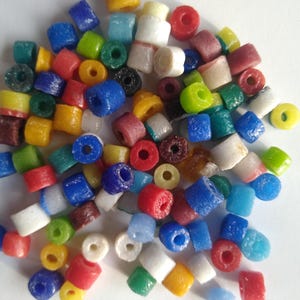 LOT 100 African Sandcast Glass Beads 5-7mm. LOTS will vary slightly in color combinations.