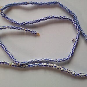 African TINY Blue and White Glass Seed Beads 3mm-5mm